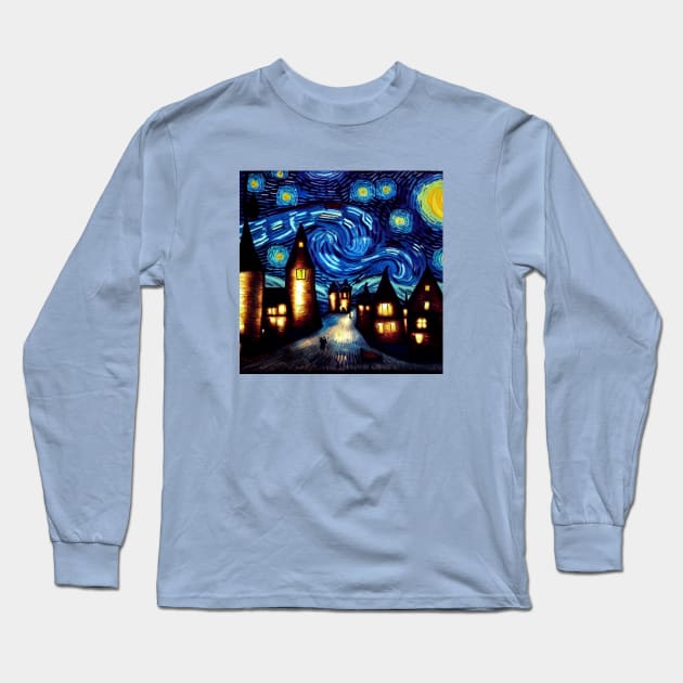 Starry Night Over Hogsmeade Long Sleeve T-Shirt by Grassroots Green